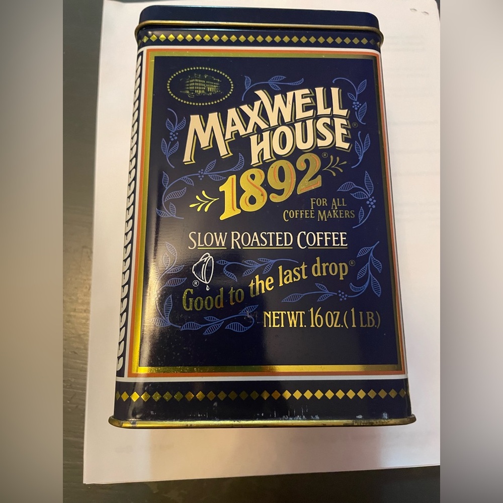 Maxwell House 1892 blue Coffee Tin vintage
